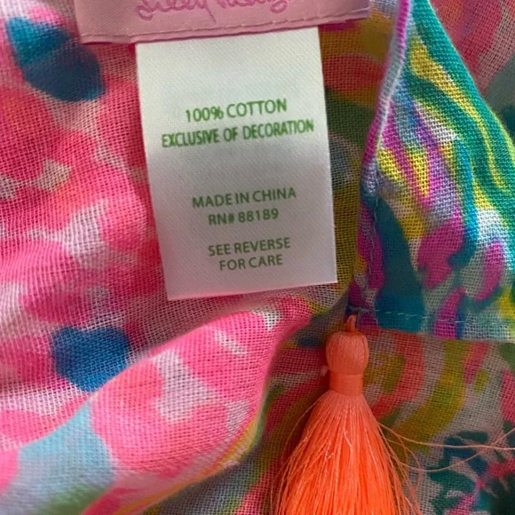 🎉HP🎉NWOT Lilly Pulitzer Cotton Wrap Scarf Fan Sea Pants Resort Cruise 52”x80 - Picture 9 of 11